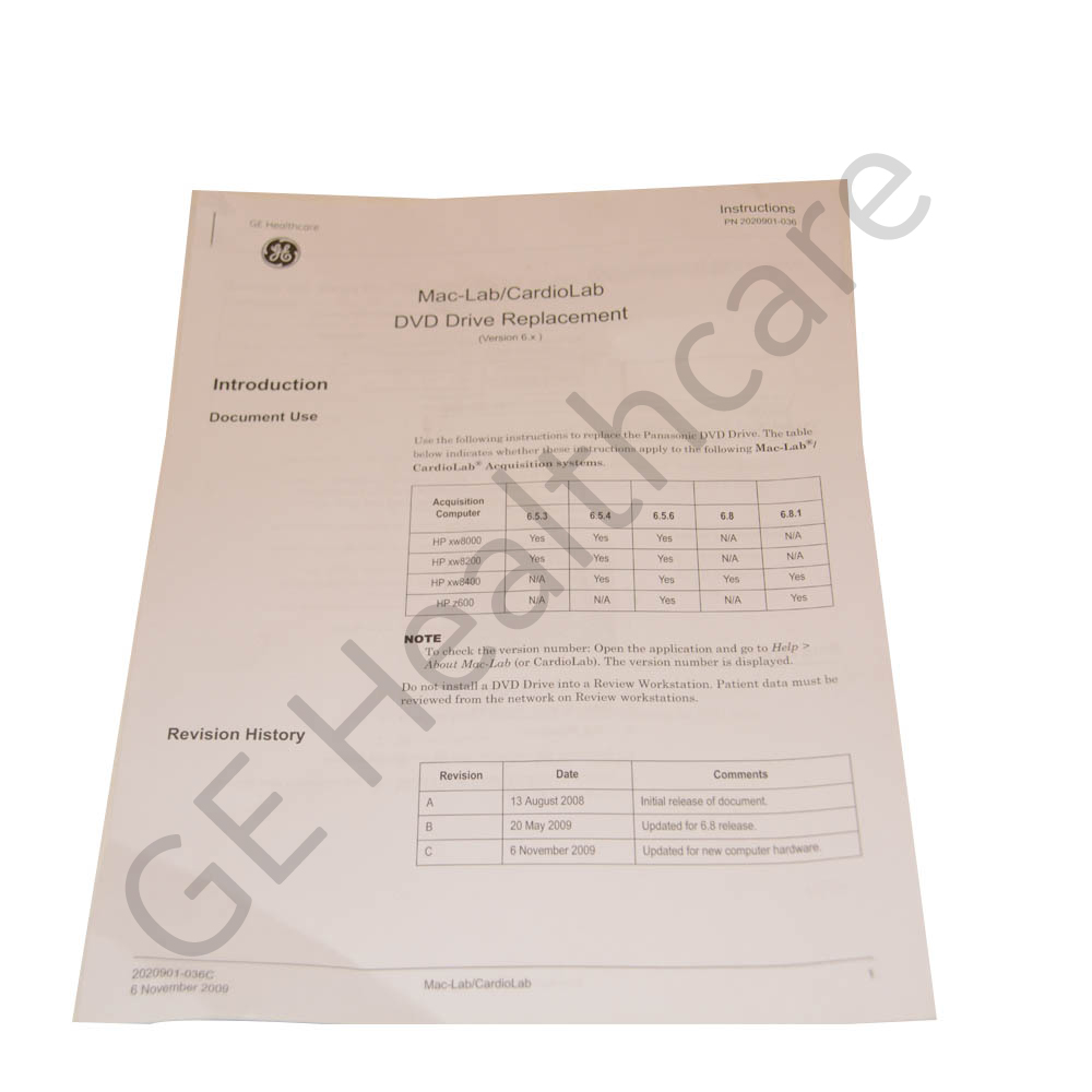 MNL SVCE MACLAB/CARDIOLAB DVD REPLCEMNT MNL SVCE MACLAB/CARDIOLAB DVD REPLCEMNT